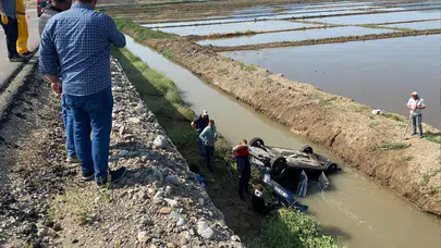 Çorum'da aile faciası: Otomobil sulama kanalına uçtu