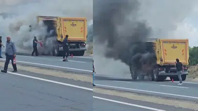 Elazığ'da kamyon alev alev yandı! İşte o anlar