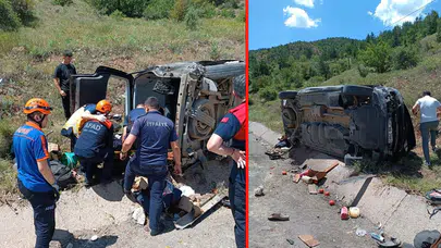 Takla atan otomobil hurdaya döndü!