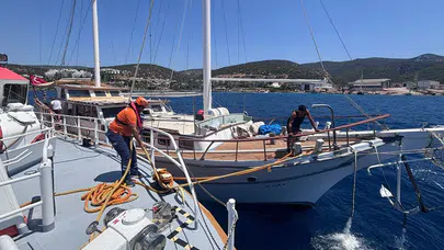 Bodrum açıklarında su alan teknede 6 kişi kurtarıldı