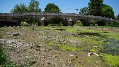 Tunca Nehri'nde şok eden manzara! Su akışı tamamen durdu!