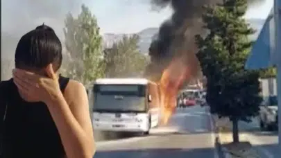 İzmir Bornova’da ESHOT otobüsü alev alev yandı