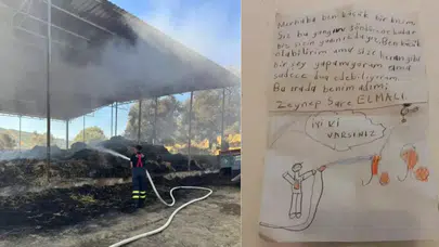 Ödemiş'teki kız çocuğundan itfaiye erini duygulandıran not