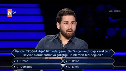 Milyoner'de Şener Şen sorusu