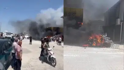 Hatay'da sanayi sitesinde yangın: İş yeri ve hurda araçlar yandı!