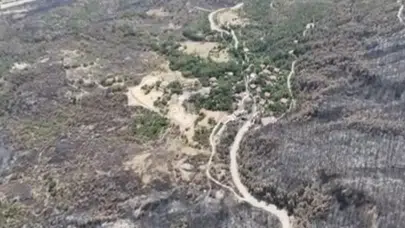 Karabük’te orman yangınlarının izleri havadan böyle görüntülendi