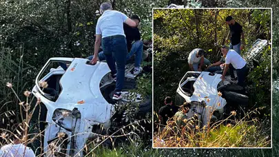 Kocaeli'de kamyonet ağaçlık alana uçtu: 1 kişi yaralandı!