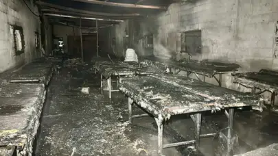 Kocaeli'de mermerit tezgah atölyesinde yangın çıktı!