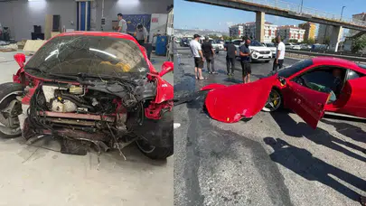 Hurdaya dönen Ferrari kazalı halde satıldı