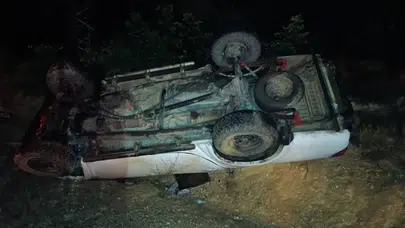 Tekirdağ'da takla atan kamyonet ters döndü