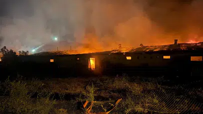 Sakarya'da boya fabrikası alevlere teslim oldu