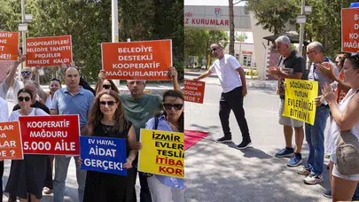 İzmir'de kooperatif mağdurlarından Özgür Özel'e tepki: Cezaevi önünde eylem yaptılar