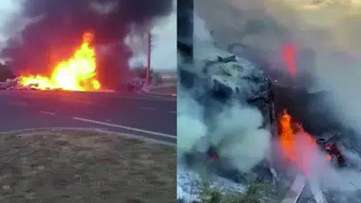 Aksaray'da tır devrildi: Yanıcı maddeler alev aldı!