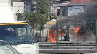 Esenyurt’ta alev alan kamyonet, E-5’te sürücüsüz ilerledi