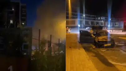 Bursa'da panik dolu anlar: Park halindeki otomobil alev alev yandı!