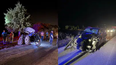 Burdur'da otomobil ile traktör çarpıştı: 6 yaralı