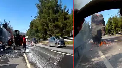 Mersin’de karton yüklü tırda yangın çıktı!