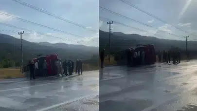 Sakarya'da süt tankeri devrilerek yan yattı: 3 kişi yaralandı!