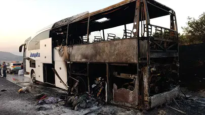 Gaziantep'te yolcu otobüsü alevlere teslim oldu!