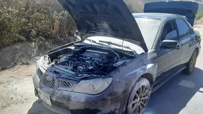 Gönen - Bandırma yolunda seyir halindeki araç alev aldı!