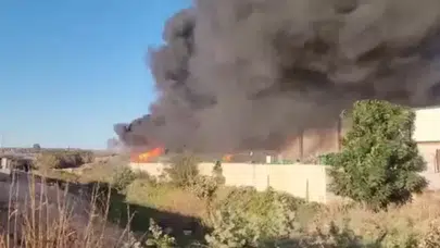 Adana'da market deposunda yangın çıktı