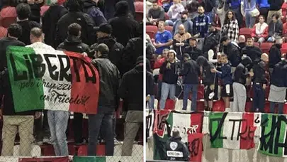 İtalyan taraftarlardan İsrail marşına protesto