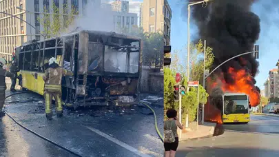 Ümraniye’de İETT otobüsü alev alev yandı!