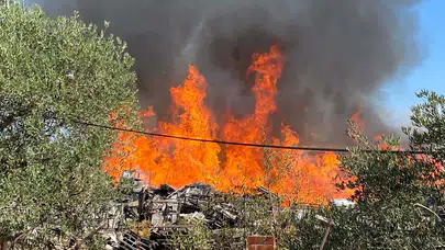 Manisa'da palet fabrikasında yangın çıktı