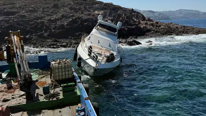 Bodrum’da motoryat karaya oturdu