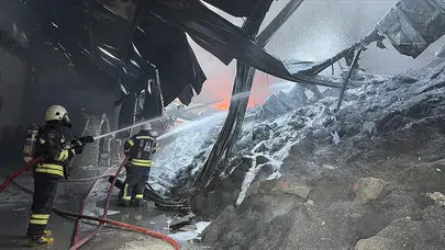 Erzurum'da ham madde üretim tesisinde korkutan yangın