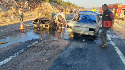 Karabük'te otomobiller çarpıştı: 3 kişi yanarak can verdi!