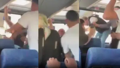 Elazığ halk otobüsünde tekmeli yumruklu kavga!