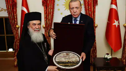 Erdoğan, Kudüs Rum Ortodoks Patriği Giannopoulos’u kabul etti