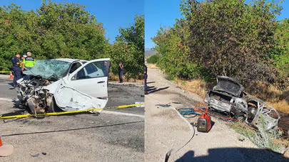 Manisa'da kan donduran trafik kazası: 2 kişi yanarak can verdi!