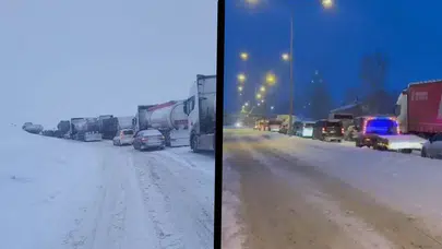 Erzurum'da araçlar yolda kaldı