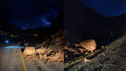 Marmaris'te toprak kayması: Yol trafiğe kapatıldı