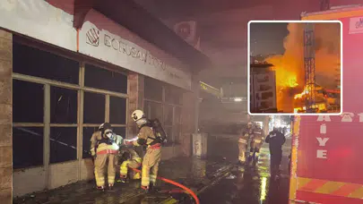 Hatay'da korkutan yangın! Akaryakıt istasyonunun yanındaki bina alev alev yandı