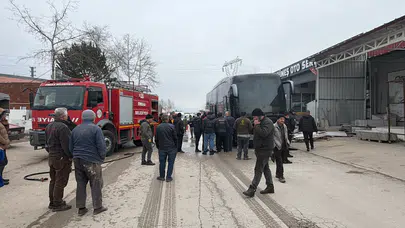 Tokat'ta park halindeki otobüste yangın çıktı!