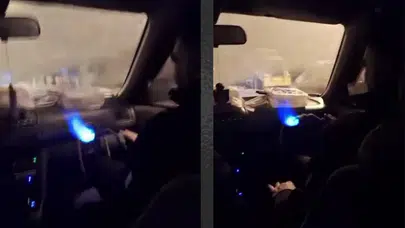 Isınmak için araç içerisinde tüp yaktılar!