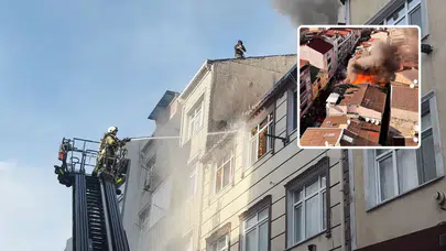 Küçükçekmece'de 3 katlı bir binanın çatı katında yangın