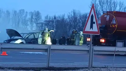 Ankara'da araç alev alev yandı!