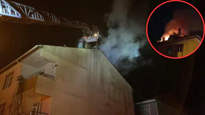 Bursa İnegöl'de apartman çatısında yangın çıktı