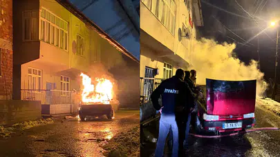 Karabük'te park halindeki otomobil alevlere teslim oldu