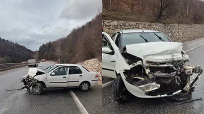 Bursa'da araç bariyerlere çarptı : Sürücü ve 2 çocuk yaralandı