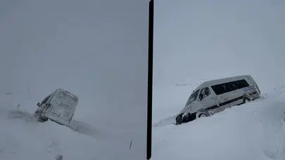 Ardahan'da yolcu minibüsü kara saplandı!