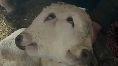 Erzurum'da çift başlı buzağı dünyaya geldi