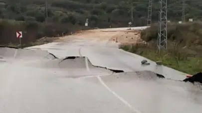 Antalya'da heyelan nedeniyle yol trafiğe kapatıldı