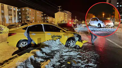 Bitlis'te buzlanma kazaya neden oldu : 4 araç refüje çarptı