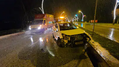 Edirne'de kaza : Su birikintisini fark etmedi, kontrolden çıktı