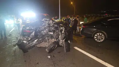 Otobanda zincirleme trafik kazası : Sürücü ağır yaralandı